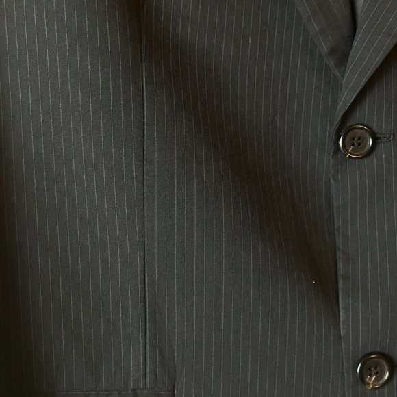 Theory Mens Slim Fit Two Button Striped Sport Coat Blazer Dark Charcoal Grey 40R - Picture 2 of 13